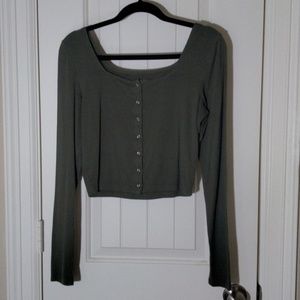 Dark Green Button Down Top